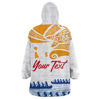 Personalised Hawaiki Nui Va'a French Polynesian Pattern Wearable Blanket Hoodie White Color LT03 - Polynesian Pride