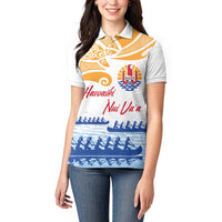 Personalised Hawaiki Nui Va'a French Polynesian Pattern Women Polo Shirt White Color