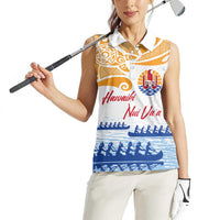 Personalised Hawaiki Nui Va'a French Polynesian Pattern Women Sleeveless Polo Shirt White Color