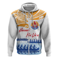 Personalised Hawaiki Nui Va'a French Polynesian Pattern Zip Hoodie White Color LT03 Zip Hoodie White - Polynesian Pride