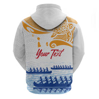 Personalised Hawaiki Nui Va'a French Polynesian Pattern Zip Hoodie White Color LT03 - Polynesian Pride