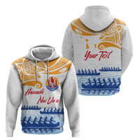 Personalised Hawaiki Nui Va'a French Polynesian Pattern Zip Hoodie White Color LT03 - Polynesian Pride