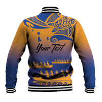Personalised Hawaiki Nui Va'a French Polynesian Pattern Baseball Jacket Sunset Color LT03 - Polynesian Pride