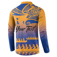 Personalised Hawaiki Nui Va'a French Polynesian Pattern Button Sweatshirt Sunset Color LT03 - Polynesian Pride