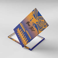 Personalised Hawaiki Nui Va'a French Polynesian Pattern Canvas Wall Art Sunset Color LT03 With Frame Yellow - Polynesian Pride