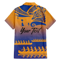 Personalised Hawaiki Nui Va'a French Polynesian Pattern Family Matching Off Shoulder Maxi Dress and Hawaiian Shirt Sunset Color LT03 - Polynesian Pride