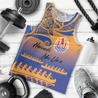 Personalised Hawaiki Nui Va'a French Polynesian Pattern Men Tank Top Sunset Color LT03 - Polynesian Pride