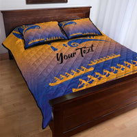 Personalised Hawaiki Nui Va'a French Polynesian Pattern Quilt Bed Set Sunset Color LT03 - Polynesian Pride