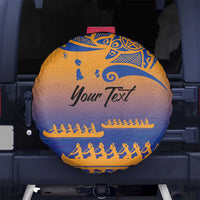 Personalised Hawaiki Nui Va'a French Polynesian Pattern Spare Tire Cover Sunset Color LT03 - Polynesian Pride