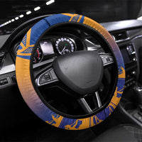Hawaiki Nui Va'a French Polynesian Pattern Steering Wheel Cover Sunset Color LT03 Universal Fit Yellow - Polynesian Pride