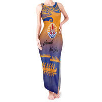 Personalised Hawaiki Nui Va'a French Polynesian Pattern Tank Maxi Dress Sunset Color LT03 Women Yellow - Polynesian Pride