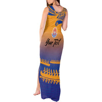 Personalised Hawaiki Nui Va'a French Polynesian Pattern Tank Maxi Dress Sunset Color LT03 - Polynesian Pride