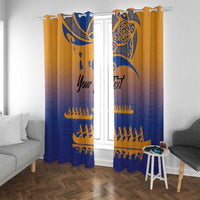 Personalised Hawaiki Nui Va'a French Polynesian Pattern Window Curtain Sunset Color LT03 With Grommets Yellow - Polynesian Pride