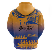 Personalised Hawaiki Nui Va'a French Polynesian Pattern Zip Hoodie Sunset Color LT03 - Polynesian Pride