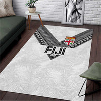 Rugby Fiji Area Rug Fijian Masi Tribal Sporty Style White Color - Polynesian Pride