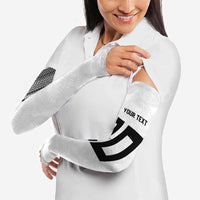 Custom Rugby Fiji Arm Sleeves Fijian Masi Tribal Sporty Style White Color - Polynesian Pride