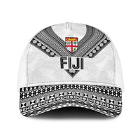 Rugby Fiji Baseball Net Cap Fijian Masi Tribal Sporty Style White Color LT03 One Size White White - Polynesian Pride