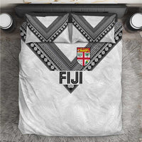 Rugby Fiji Bedding Set Fijian Masi Tribal Sporty Style White Color - Polynesian Pride