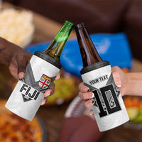 Custom Rugby Fiji 4 in 1 Can Cooler Tumbler Fijian Masi Tribal Sporty Style White Color - Polynesian Pride