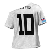 Custom Rugby Fiji Cross Shoulder Shirt Fijian Masi Tribal Sporty Style White Color - Polynesian Pride
