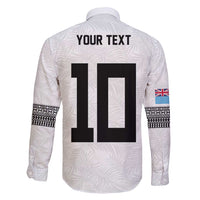 Custom Rugby Fiji Family Matching Mermaid Dress and Hawaiian Shirt Fijian Masi Tribal Sporty Style White Color - Polynesian Pride