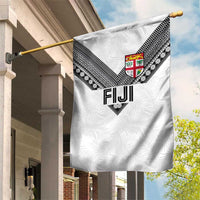 Rugby Fiji Garden Flag Fijian Masi Tribal Sporty Style White Color - Polynesian Pride
