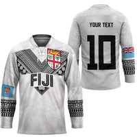 Custom Rugby Fiji Hockey Jersey Fijian Masi Tribal Sporty Style White Color - Polynesian Pride