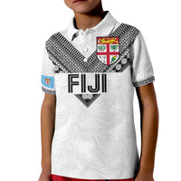 Custom Rugby Fiji Kid Polo Shirt Fijian Masi Tribal Sporty Style White Color - Polynesian Pride