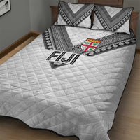 Rugby Fiji Quilt Bed Set Fijian Masi Tribal Sporty Style White Color - Polynesian Pride