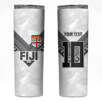 Custom Rugby Fiji Skinny Tumbler Fijian Masi Tribal Sporty Style White Color - Polynesian Pride