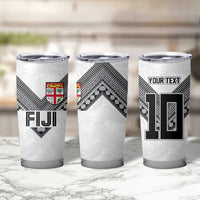 Custom Rugby Fiji Tumbler Cup Fijian Masi Tribal Sporty Style White Color - Polynesian Pride