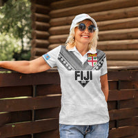Custom Rugby Fiji Women Polo Shirt Fijian Masi Tribal Sporty Style White Color - Polynesian Pride