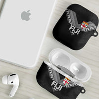 Rugby Fiji AirPods Case Fijian Masi Tribal Sporty Style Black Color - Polynesian Pride