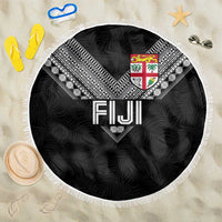 Rugby Fiji Beach Blanket Fijian Masi Tribal Sporty Style Black Color - Polynesian Pride