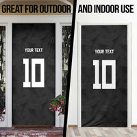 Custom Rugby Fiji Door Cover Fijian Masi Tribal Sporty Style Black Color - Polynesian Pride