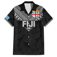 Custom Rugby Fiji Family Matching Long Sleeve Bodycon Dress and Hawaiian Shirt Fijian Masi Tribal Sporty Style Black Color - Polynesian Pride