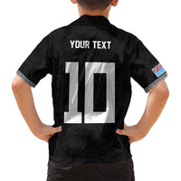 Custom Rugby Fiji Family Matching Off Shoulder Maxi Dress and Hawaiian Shirt Fijian Masi Tribal Sporty Style Black Color - Polynesian Pride