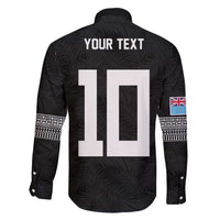 Custom Rugby Fiji Family Matching Short Sleeve Bodycon Dress and Hawaiian Shirt Fijian Masi Tribal Sporty Style Black Color - Polynesian Pride