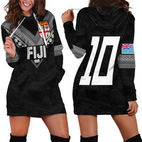 Custom Rugby Fiji Hoodie Dress Fijian Masi Tribal Sporty Style Black Color - Polynesian Pride