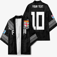 Custom Rugby Fiji Kimono Fijian Masi Tribal Sporty Style Black Color - Polynesian Pride
