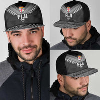 Rugby Fiji Mesh Trucker Cap Fijian Masi Tribal Sporty Style Black Color LT03 - Polynesian Pride