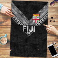Rugby Fiji Puzzle Fijian Masi Tribal Sporty Style Black Color - Polynesian Pride