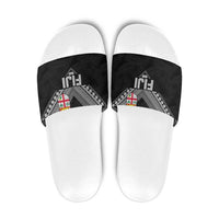 Rugby Fiji Slide Sandals Fijian Masi Tribal Sporty Style Black Color - Polynesian Pride