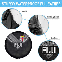 Rugby Fiji Spare Tire Cover Fijian Masi Tribal Sporty Style Black Color - Polynesian Pride