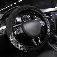 Rugby Fiji Steering Wheel Cover Fijian Masi Tribal Sporty Style Black Color - Polynesian Pride