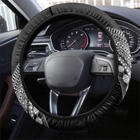 Rugby Fiji Steering Wheel Cover Fijian Masi Tribal Sporty Style Black Color - Polynesian Pride