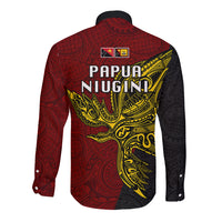 Papua New Guinea Western Province Long Sleeve Button Shirt PNG Birds Of Paradise Polynesian Arty Style LT03 - Polynesian Pride