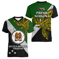 Papua New Guinea Western Highlands Province Women V Neck T Shirt PNG Birds Of Paradise Polynesian Arty Style LT03 - Polynesian Pride