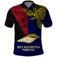 Papua New Guinea West New Britain Province Polo Shirt PNG Birds Of Paradise Polynesian Arty Style LT03 Blue - Polynesian Pride