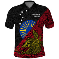 Papua New Guinea Sandaun Province Polo Shirt PNG Birds Of Paradise Polynesian Arty Style LT03 Red - Polynesian Pride